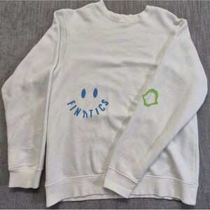 Finatics White Graphic Crewneck sweatshirt M Ocean Shark Smiley Face Independent
